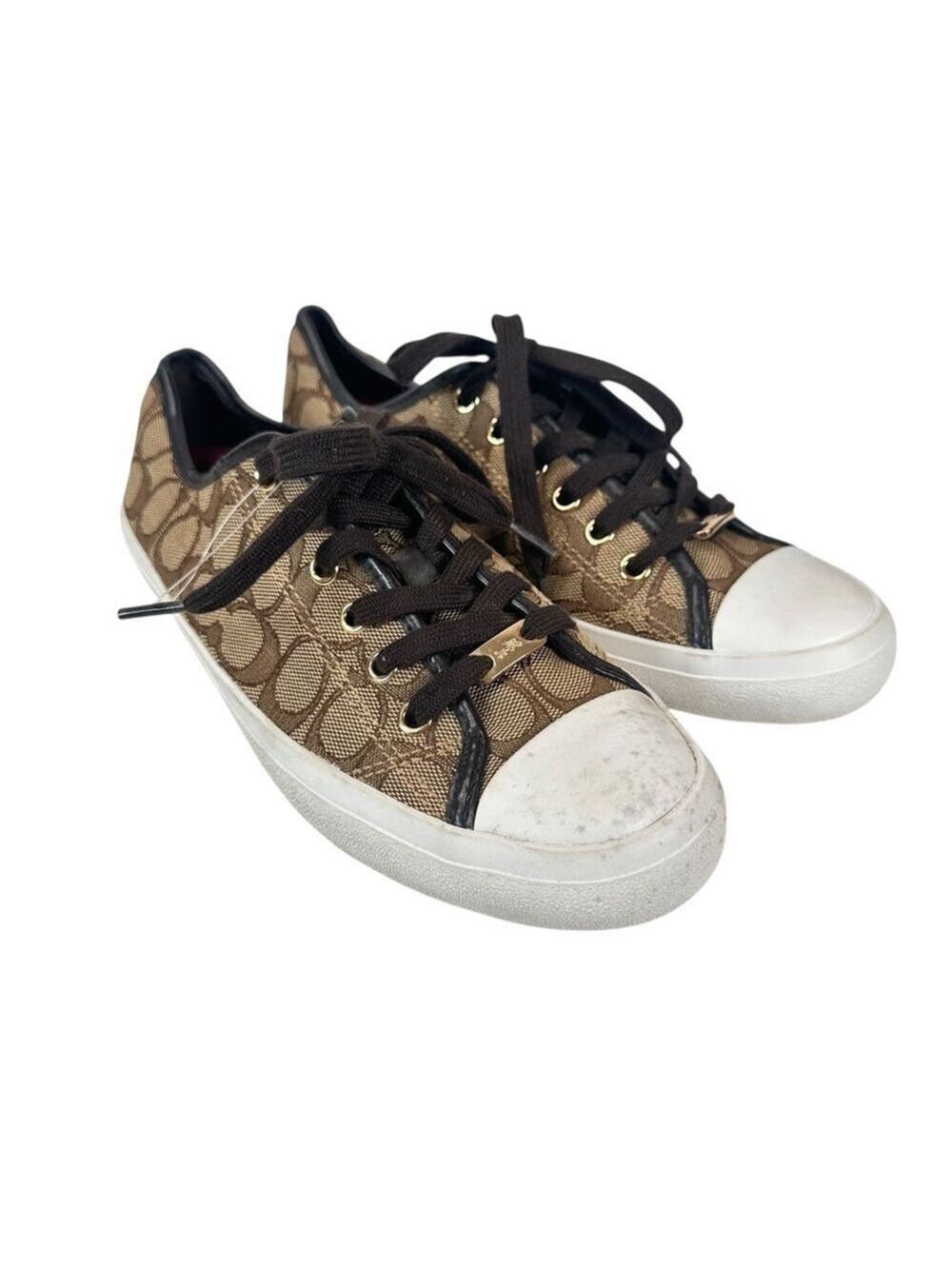 Coach Empire Brown Signature Monogram Sneakers Womens 9.5 Designer Streetwear
